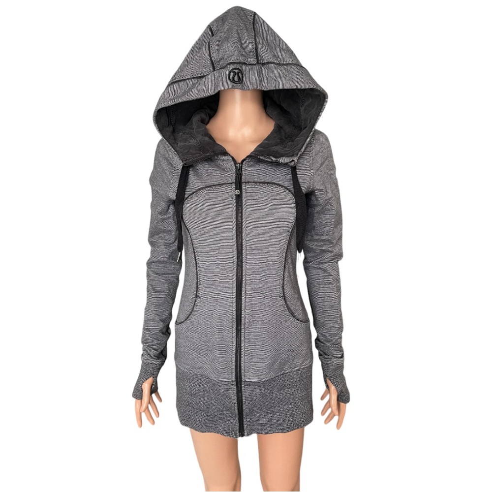 Lululemon Live Simply Jacket White Black Mircostripe Hoodie View 5